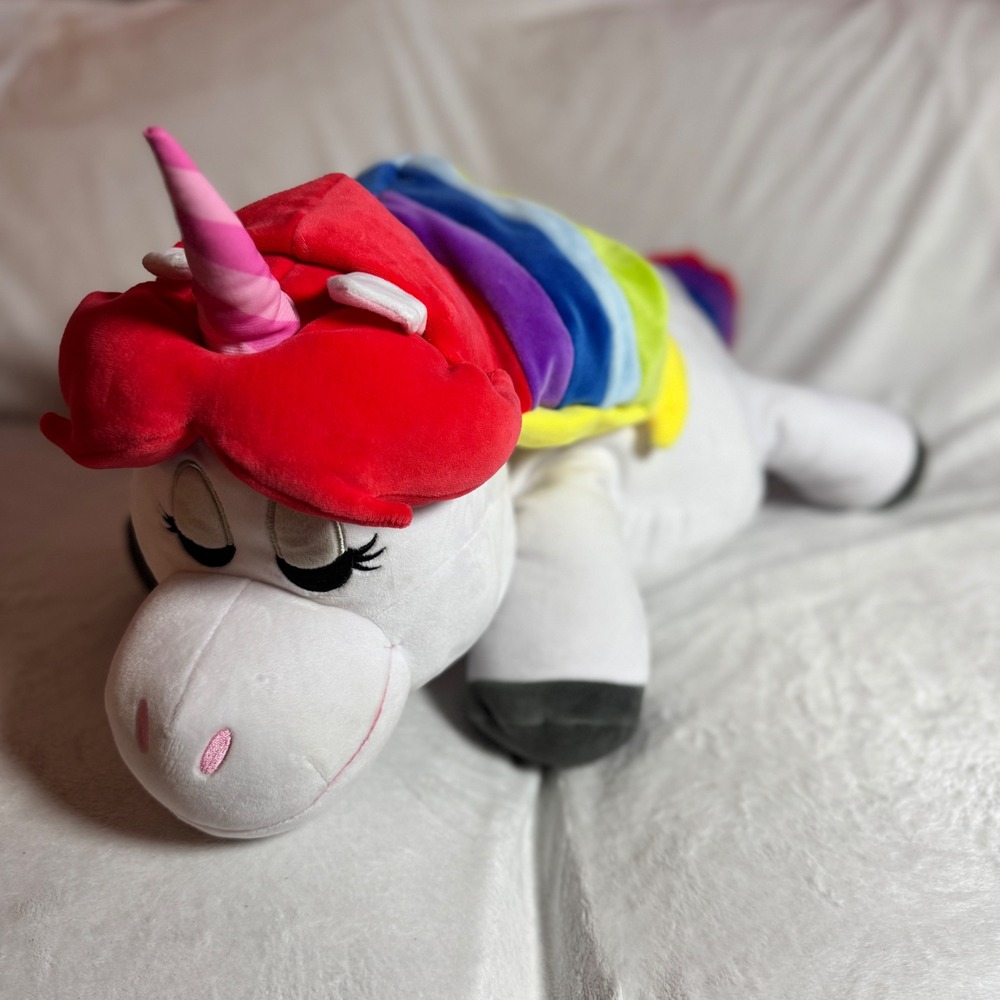 Disney Store Official Cuddleez - Rainbow Unicorn Huggable Plush – Large – 25"